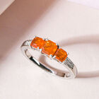 Purpurroter Feuer Opal 3 Stein Ring 925 Silber platiniert  ca. 1,21 ct image number 1