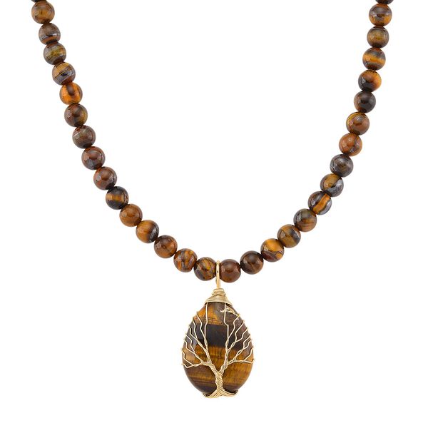 Tigerauge Halskette, ca. 45 cm + 5 cm extender, vergoldet ca. 230.00 ct