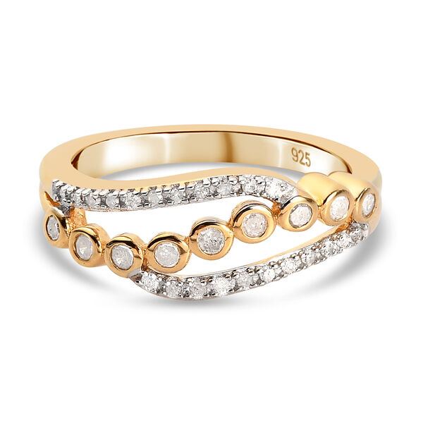 Diamant Ring 925 Silber Gelbgold Vermeil  ca. 0,25 ct