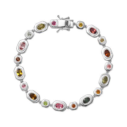 Mehrfarbig-Turmalin Armband ca. 20 cm 925 Silber rhodiniert ca. 5,18 ct.
