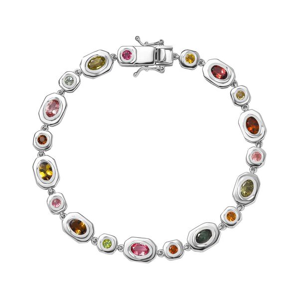 Mehrfarbig-Turmalin Armband ca. 20 cm 925 Silber rhodiniert ca. 5,18 ct. image number 0