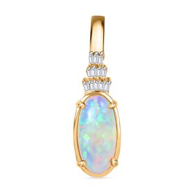 AA Natürlicher, äthiopischer Welo Opal und Diamant Anhänger - 2.33 ct