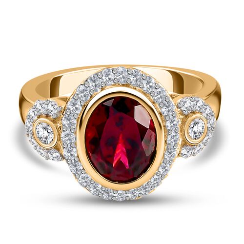 Rhodolith Granat und Zirkon Ring 925 Silber vergoldet  ca. 2,99 ct image number 0