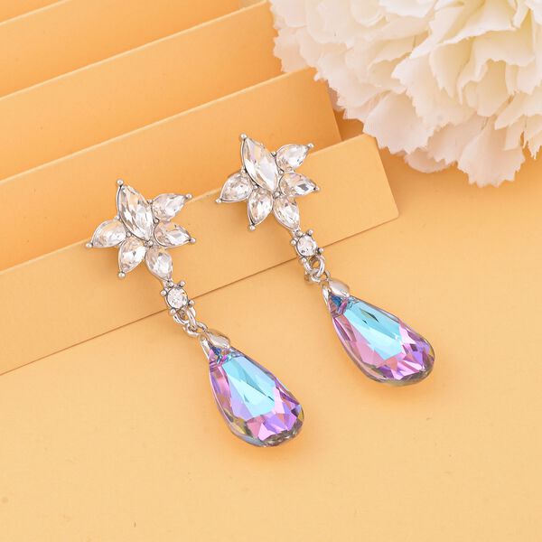 Wei&szlig;e und lila Kristall-Ohrringe - 13 ct. image number 1