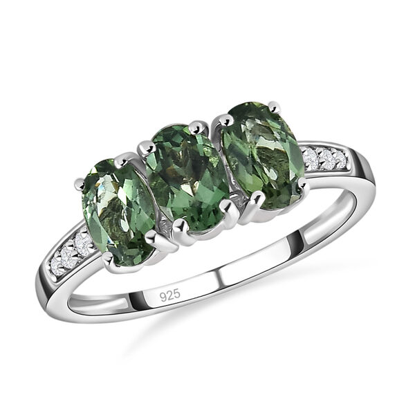 Nat&uuml;rlicher, gr&uuml;ner Apatit und Zirkon-Ring - 1,82 ct. image number 4