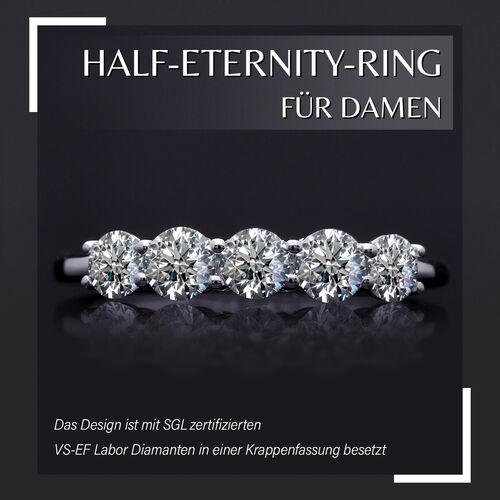 LUXURIANT DIAMOND- SGL zertifizierter VS-EF Labor Diamant Half Eternity Ring in 585 Weißgold - 1 ct. image number 7