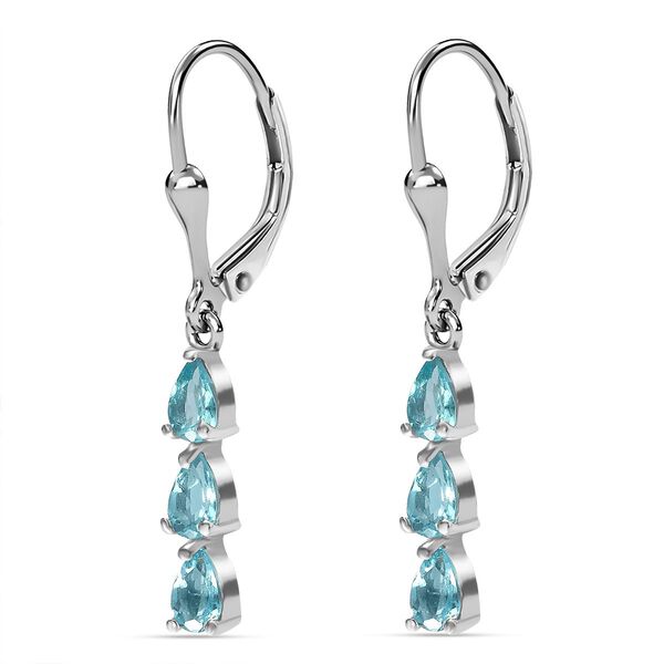 Paraiba-Apatit Ohrringe 925 Silber platiniert ca. 1.31 ct image number 4