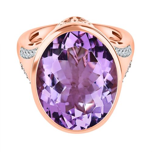 Rose de France Amethyst, weißer Zirkon Ring, 925 Silber rosévergoldet (Größe 17.00) ca. 16.94 ct image number 0