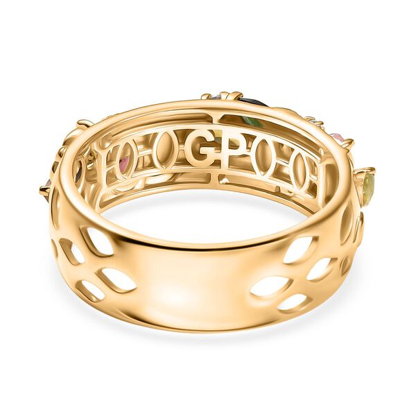 GP Italienische Garten - AA Mehrfarbiger-Turmalin Ring 925 Silber 750 Gelbgold Vermeil (Gr&ouml;&szlig;e 20.00) ca. 1.30 ct image number 6