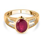 Afrikanischer Rubin (Fissure gef&uuml;llt), wei&szlig;er Zirkon Ring, 925 Silber vergoldet (Gr&ouml;&szlig;e 20.00) ca. 2.99 ct