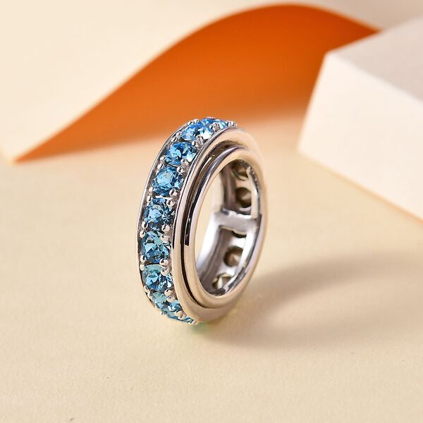 J Francis gefertigt mit SWAROVSKI- Aquamarin Swarovski Kristall Spinning-Ring image number 2