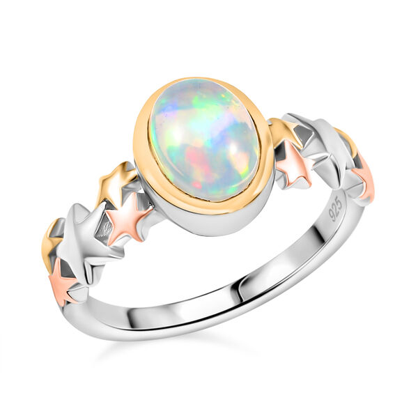 AA Nat&uuml;rlicher, &auml;thiopischer Welo Opal Ring 925 Silber YG und RG und PE (Gr&ouml;&szlig;e 20.00) ca. 0,83 ct image number 4