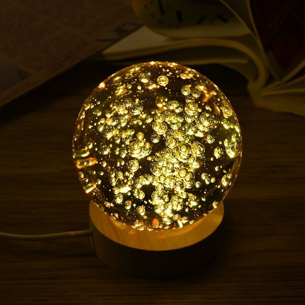 Kristallkugel in gelb mit LED Licht image number 0