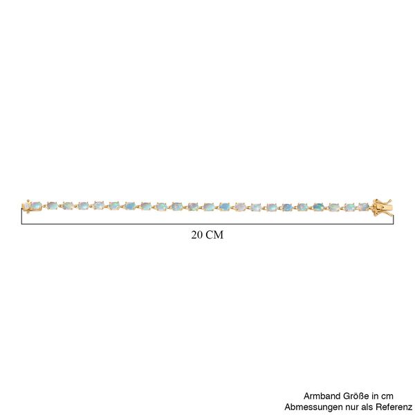 AA nat&uuml;rliches, &auml;thiopisches Welo Opal und Labor Diamant 20cm Armband, 925 Silber vergoldet - 7,19 ct. image number 5