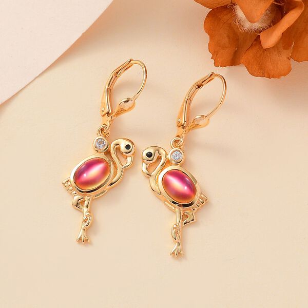 Flamingo Mondstein und Zirkon Ohrringe - 1,94 ct. image number 2