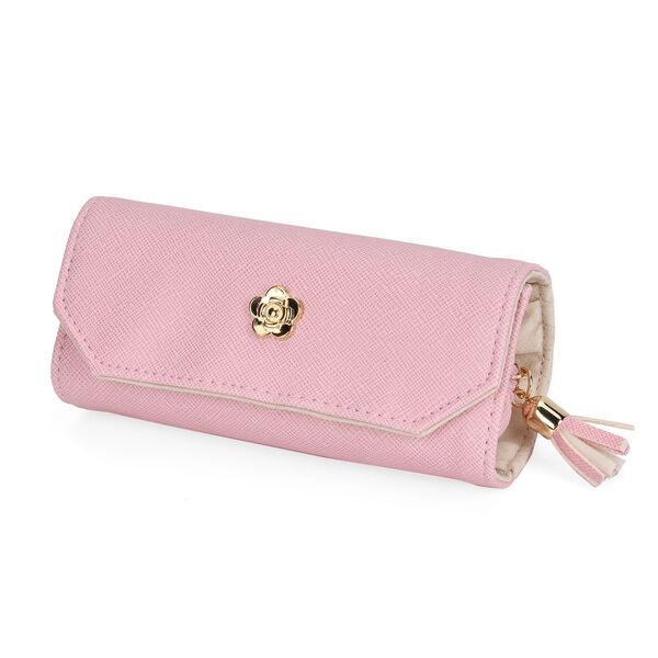 Mini-Schmuckrollen-Organizer, 24x14cm offen, 14x6,5cm geschlossen, Rosa image number 4