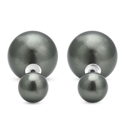 Tahitische Muschelkernperlen Ohrringe, 925 Silber rhodiniert