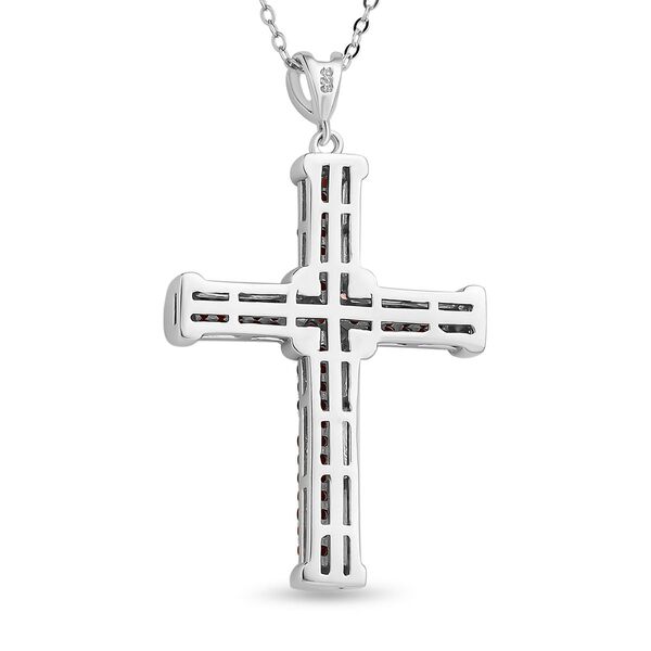 Roter Granat Kreuzanh&auml;nger mit Kette, 925 Silber rhodiniert ca. 0,51 ct image number 5