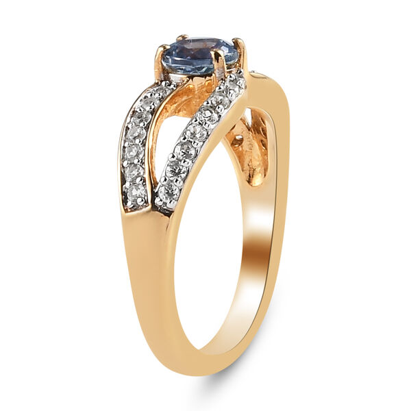 Pfau Tansanit und Zirkon-Ring, 925 Silber Gelbgold Vermeil  ca. 1,07 ct image number 6