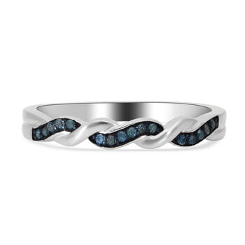 Blauer Diamant Ring 925 Silber platiniert (Gr&ouml;&szlig;e 16.00) ca. 0,10 ct