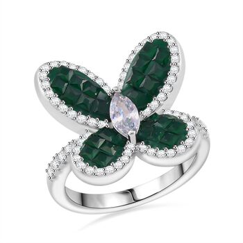JCK Vegas Designer Schmuck Wei&szlig;er Zirkonia, Gr&uuml;ner Zirkonia Ring 925 Silber rhodiniert (Gr&ouml;&szlig;e 16.00) 2.65 ct