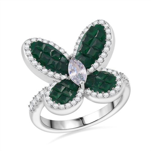 Grüner und weißer Zirkonia Ring image number 0
