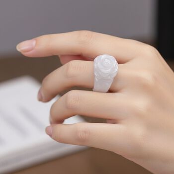 EXTREM SELTEN Nat&uuml;rliche Wei&szlig;e Jade Ring (Gr&ouml;&szlig;e 18.00) ca. 45.00 ct