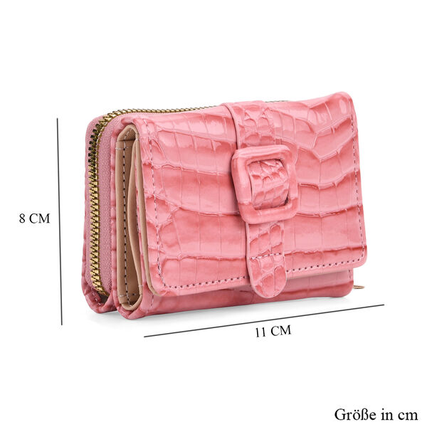 Stilvolle Geldbörse mit Krokodilprägung und RFID-Schutz, 11×8cm, Rosa image number 4