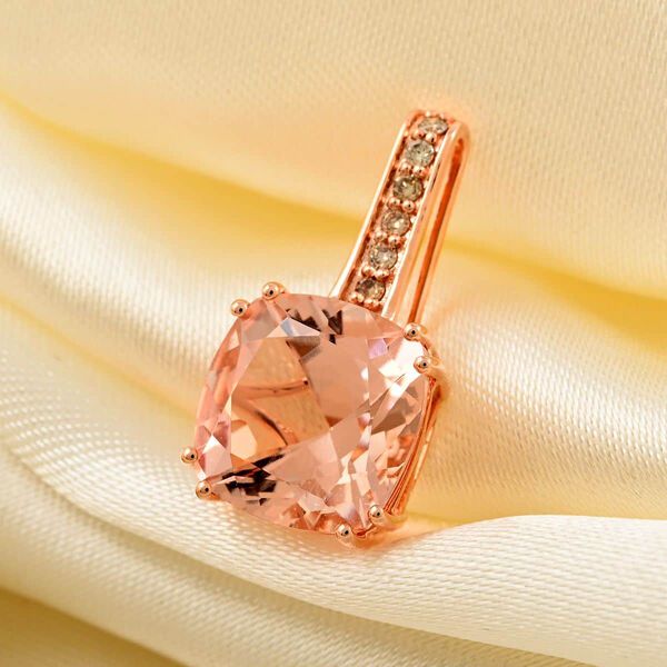 LUXORO zertifiziert und gepr&uuml;ft AAA Morganit und Diamant Anh&auml;nger in 585 Ros&eacute;gold - 3,75 ct. image number 1