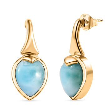 D'Joy Larimar Ohrringe 925 Silber 750 Gelb Vergoldet ca. 4.12 ct