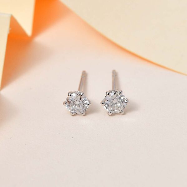 100 Facetten Moissanit Ohrringe 925 Silber rhodiniert ca. 0.93 ct image number 2