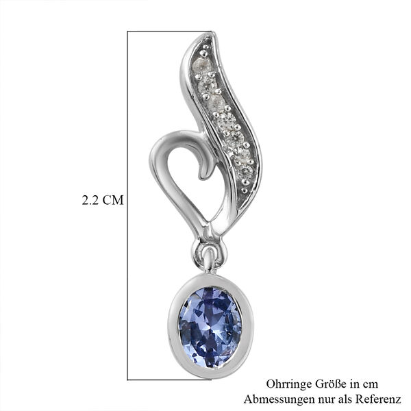 Tansanit und Zirkon Ohrhänger 925 Silber platiniert ca. 0,79 ct  image number 5