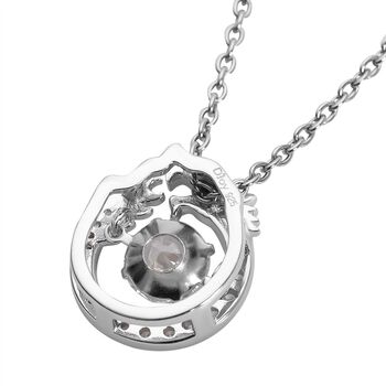 LUSTRO STELLA - Wei&szlig;er Zirkonia Drachen Anh&auml;nger, 925 Silber rhodiniert mit 316L Edelstahl ca. 50 cm Kette