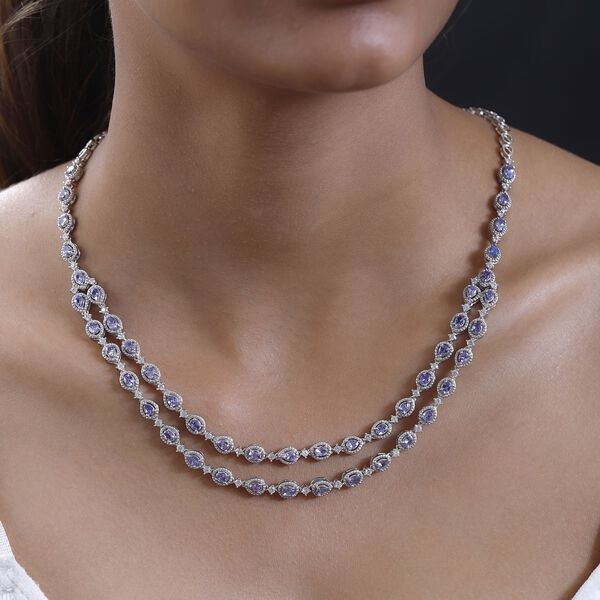 AA Tansanit und Zirkon Halskette, 45 cm - 8,86 ct. image number 1