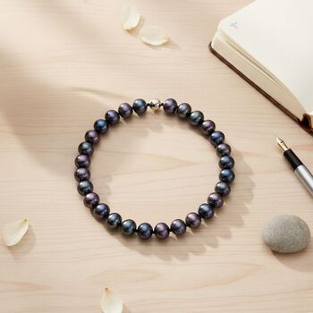 Pfaufarbene Muschelperle Halskette ca. 50 cm 316L Edelstahl