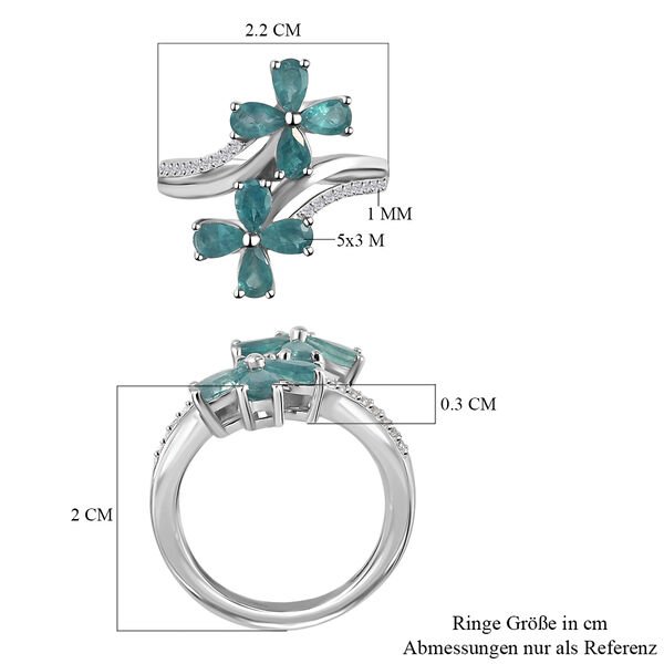 Grandidierit und Zirkon Bypass-Ring 925 Silber Platin-&Uuml;berzug image number 7