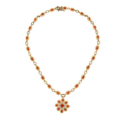 Salamanca Feueropal und Zirkon Halskette, 45 cm - 5,57 ct. image number 0
