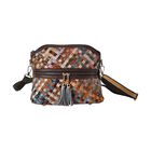 Chaos by Elsie - 100% gewebter Echtleder Crossbody Tasche mit RFID schutz, 25x21x10 cm, dunkel
