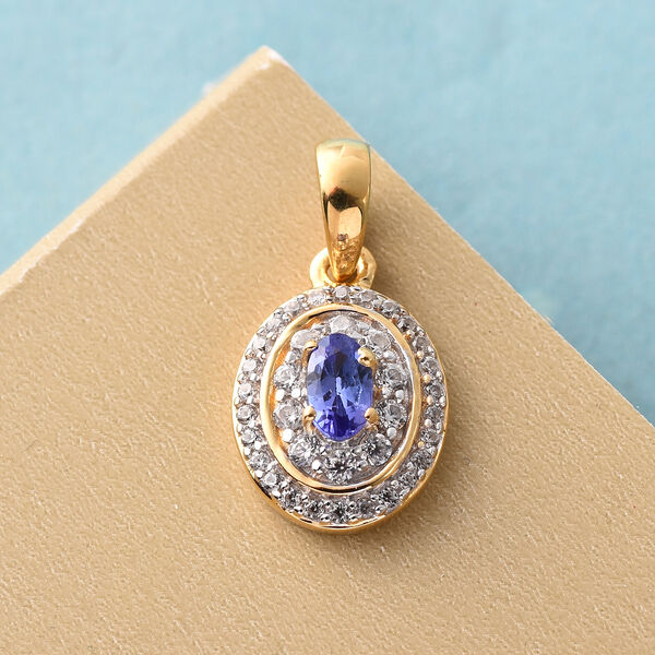 AAA Tansanit und Zirkon-Anh&auml;nger, 925 Silber vergoldet ca. 0,65 ct image number 3