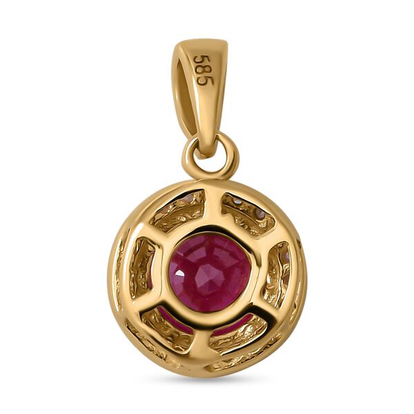 AAAA thailändischer Rubin und Diamant-Halo-Anhänger in 585 Gold - 1,10 ct. image number 5