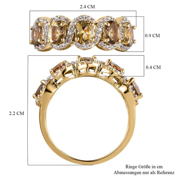 Natürlicher, goldener Tansanit und weißer Zirkon-Ring - 2,12 ct. image number 7