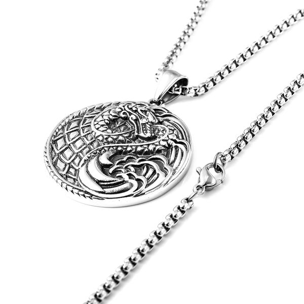 Drachen Anh&auml;nger mit Kette ca. 60 cm in Edelstahl image number 2