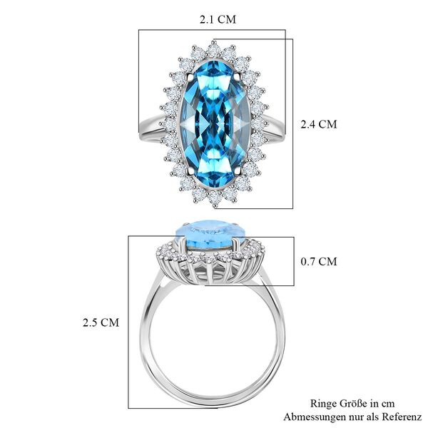 J Francis gefertigt mit SWAROVSKI- Aquamarin und weißer Swarovski Kristall Ring image number 7