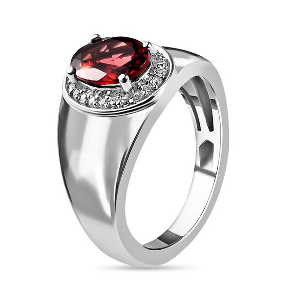 Roter Granat und wei&szlig;er Zirkon-Ring, reines Messing platiniert (Gr&ouml;&szlig;e 20.00) ca. 1,57 ct image number 5