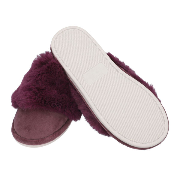 PREMIUM KOLLEKTION: Luxus Kunstfell Hausschuhe mit gepolsterter Sohle, Gr&ouml;&szlig;e 36-37, Burgunderrot image number 2