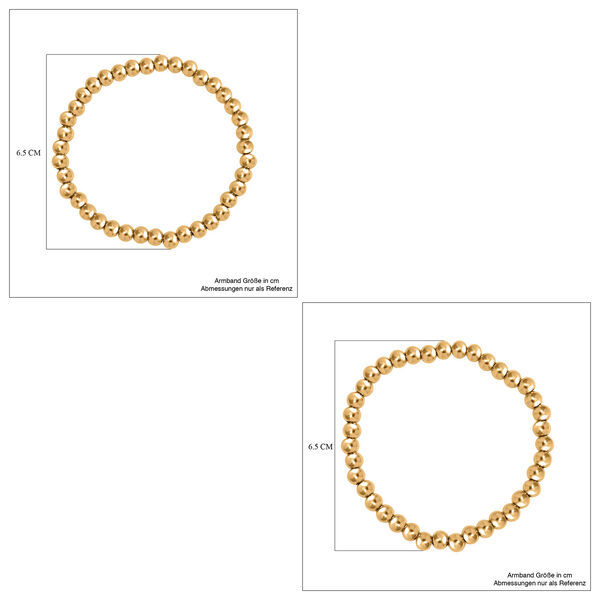 5er-Set – Kugel-Perlen-Armbänder in Goldton image number 4