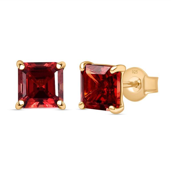 Lab Created Padparadscha-Saphir Ohrringe 925 Silber 750 Gelb Vergoldet ca. 4.97 ct image number 0
