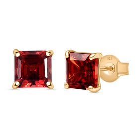 Lab Created Padparadscha-Saphir Ohrringe 925 Silber 750 Gelb Vergoldet ca. 4.97 ct Lab Created Padparadscha-Saphir Ohrringe 925 Silber 750 Gelb Vergoldet ca. 4.97 ct