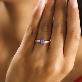 AA Tansanit und Moissanit Ring in 375 Gold - 1,37 ct.