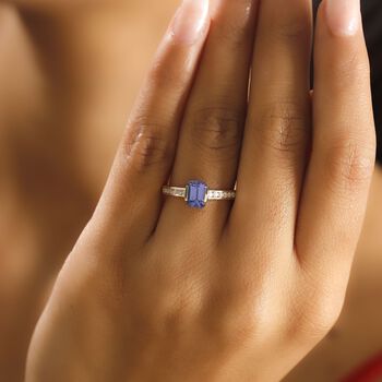 AA Tansanit und Moissanit Ring in 375 Gold - 1,37 ct.